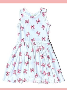 Dot Dot Smile Girls Dress Size 2T Toddler Pretty In Bows Tank Pink White Twirl